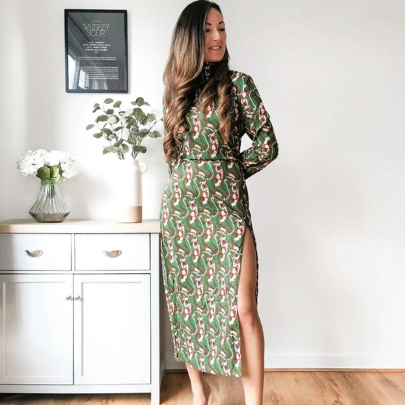 ZARA PRINTED MIDI DRESS Size M - Picture 4 of 10